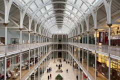 The glass atrium in the National Museum of Scotland