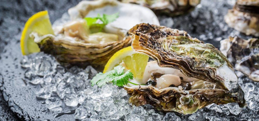 A plate of Scottish oysters on ice