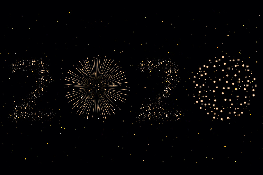 Fireworks spelling out 2020 in the night sky