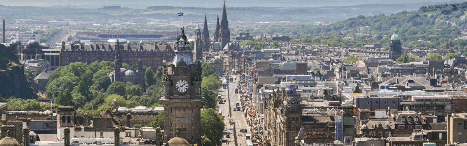 Panoramic view of Princes Street in Edinburgh
