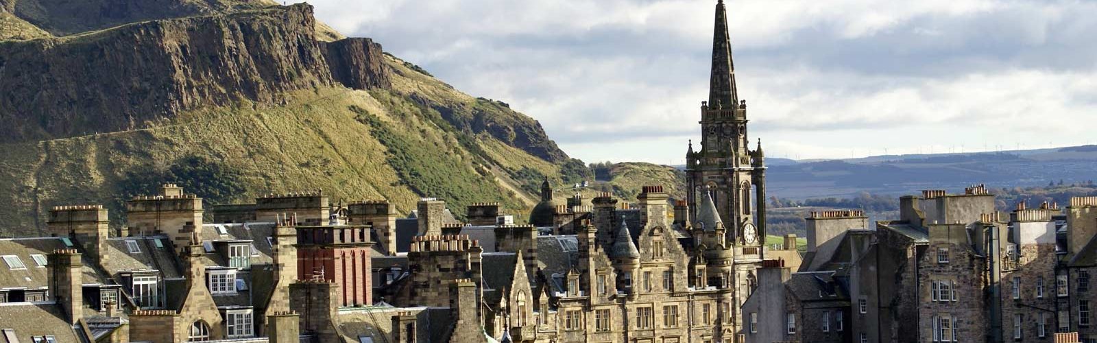 Edinburgh's Old Town with Arthurs Seat in background