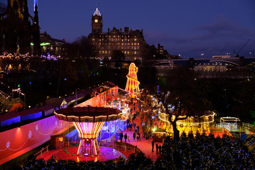 Edinburgh fairground attractions at Christmastime