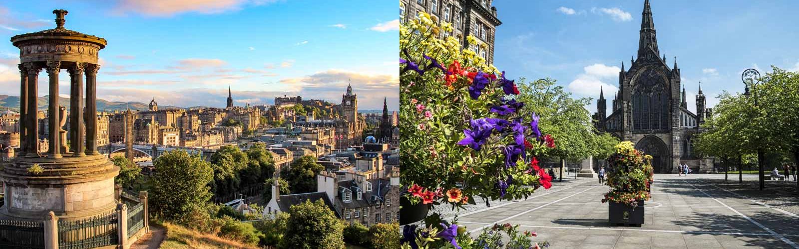 City views of Edinburgh and Glasgow
