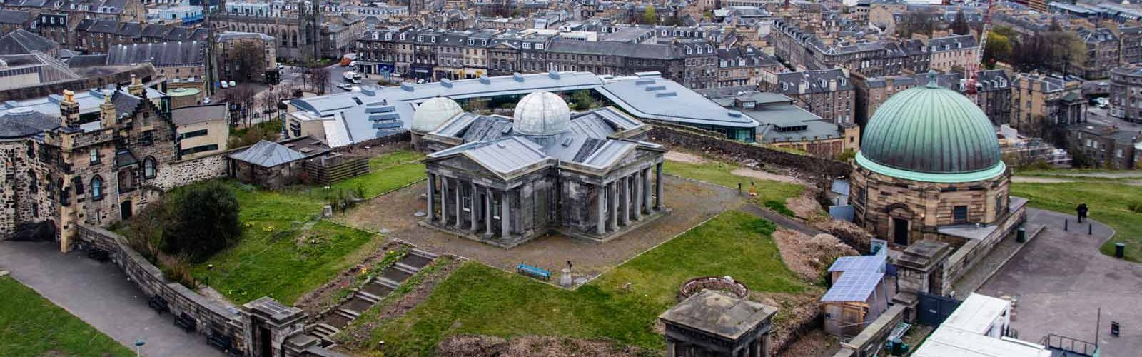 Aerial view of Old Observatory on Calton Hill