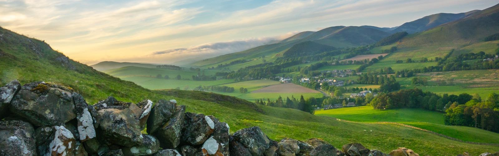 Rolling hills and beautiful scenery in the Scottish Borders