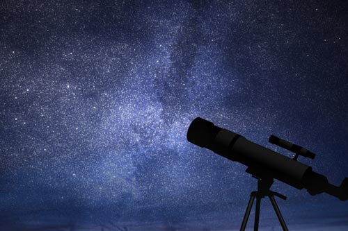 Telescope pointing to the nights sky