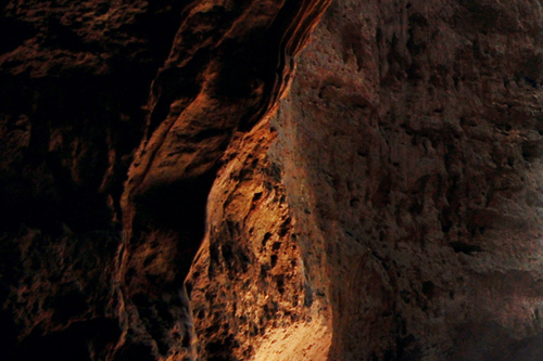 Dark walls of an underground cave