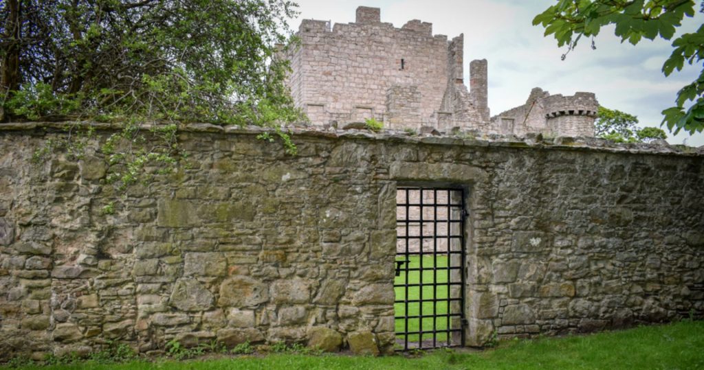 The exterior fort walls looking in to Craigmillar Castle in Edinburgh