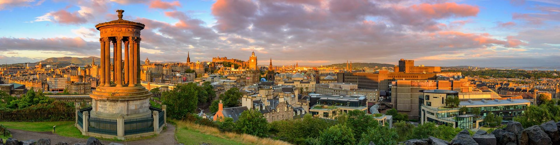 A panoramic view of the city of Edinburgh from Calton Hill