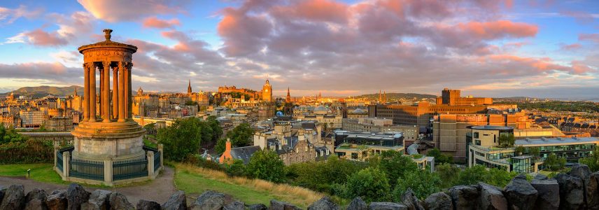 A panoramic view of the city of Edinburgh from Calton Hill
