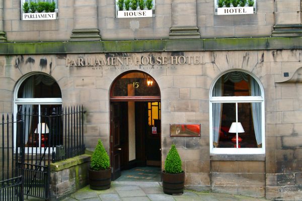 The entrance to Parliament House Hotel in Edinburgh