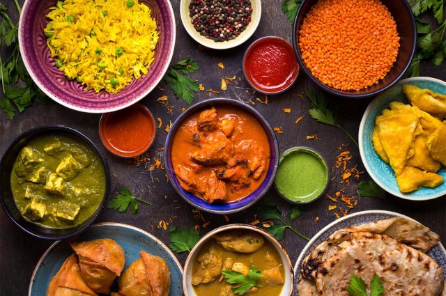 An array of tasty Indian food dishes