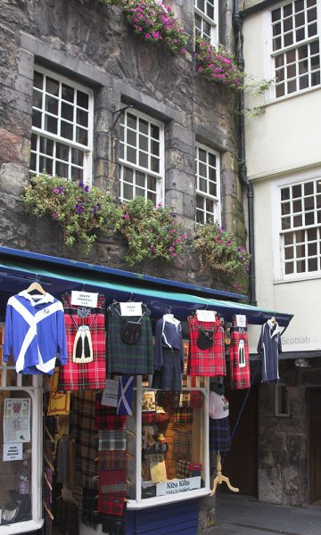 The exterior of a Scottish shop in the Old Town in Edinburgh