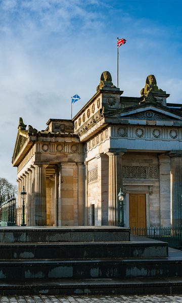 The pillared exterior of the National Gallery of Scotland