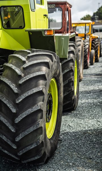 A row of tractors at and agricultural show