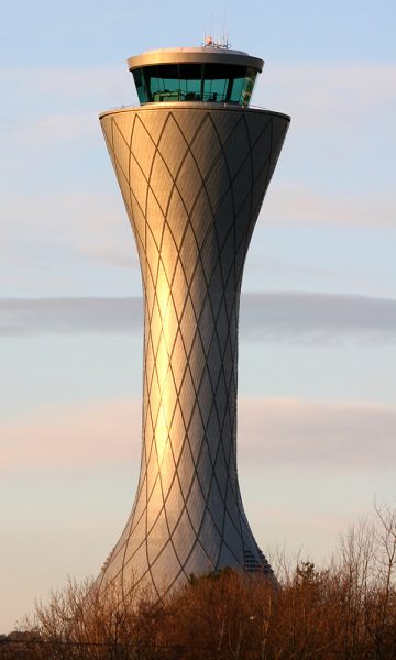 The air traffic control tower at Edinburgh airport