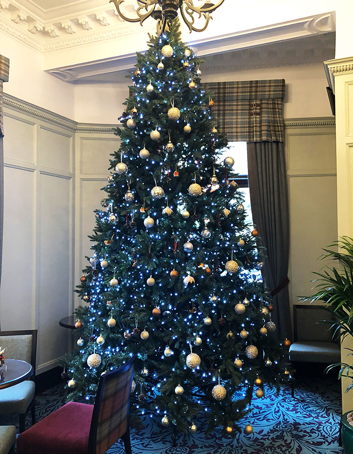 The Christmas tree in the lounge at Parliament House Hotel
