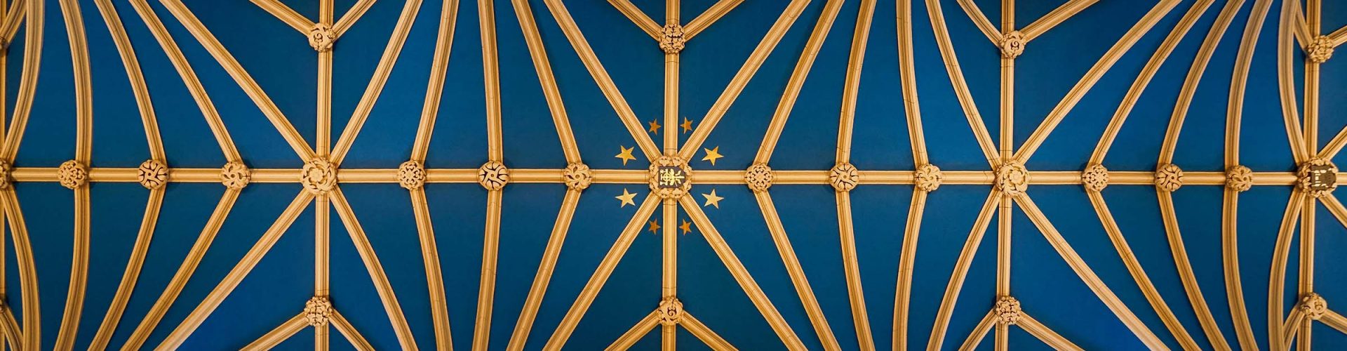 Blue and gold ceiling detail in St Giles' Cathedral Edinburgh