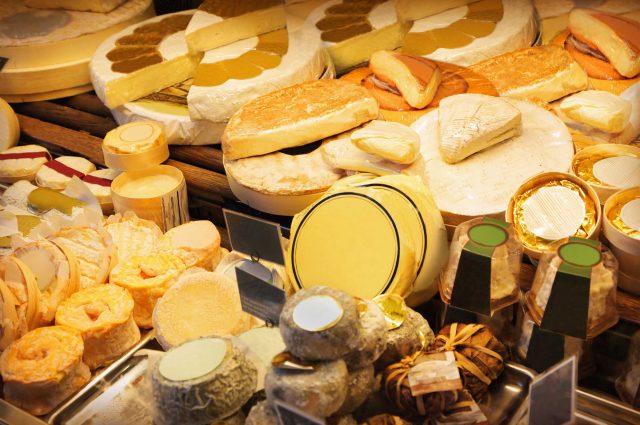 A cheese display