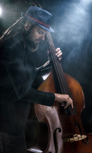 A double bass player