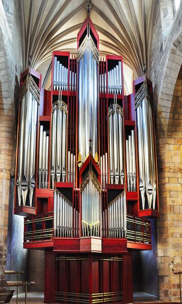 The beautiful and ornate organ in St Giles' Cathedral Edinburgh