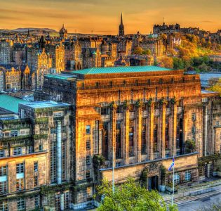 A view of St Andrews House in Edinburgh with the city of Edinburgh in the background