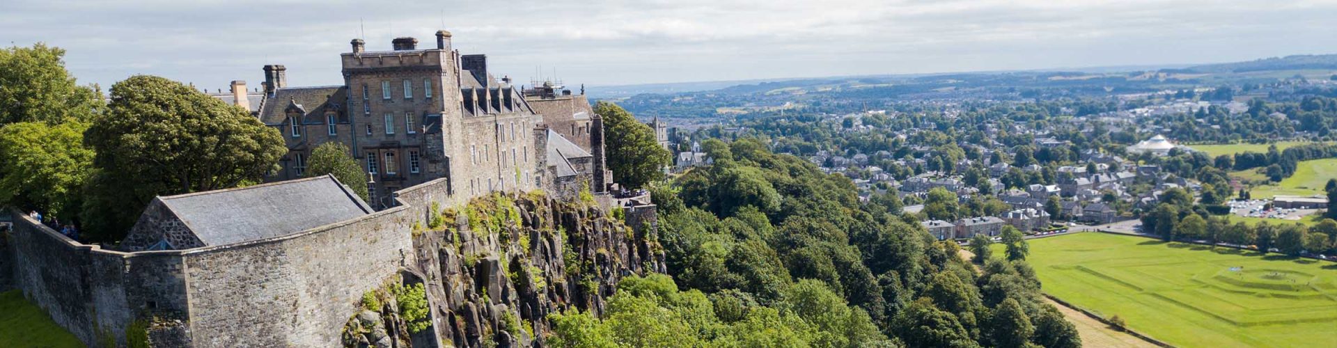 An arial shot of Stirling Castle on the rock overlooking Stirling