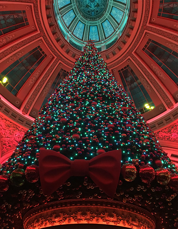 The big beautiful christmas tree at the Dome at the Edinburgh Christmas Festival