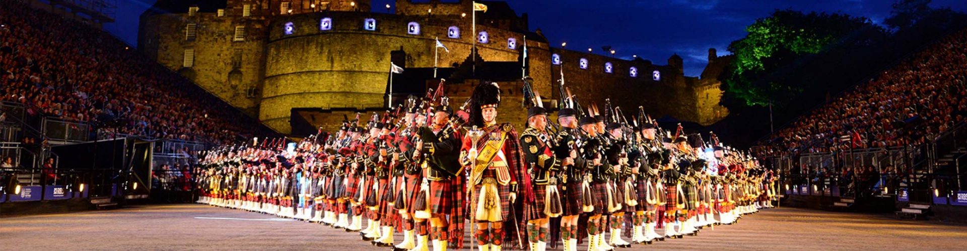 The Pipes and Drums forming a diamond at The Royal Edinburgh Military Tattoo