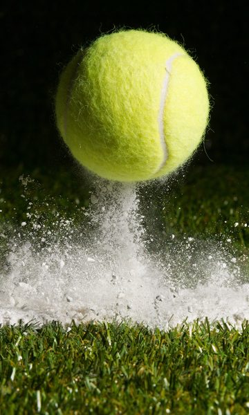 A tennis ball bouncing