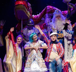 A christmas pantomime with actors in costume