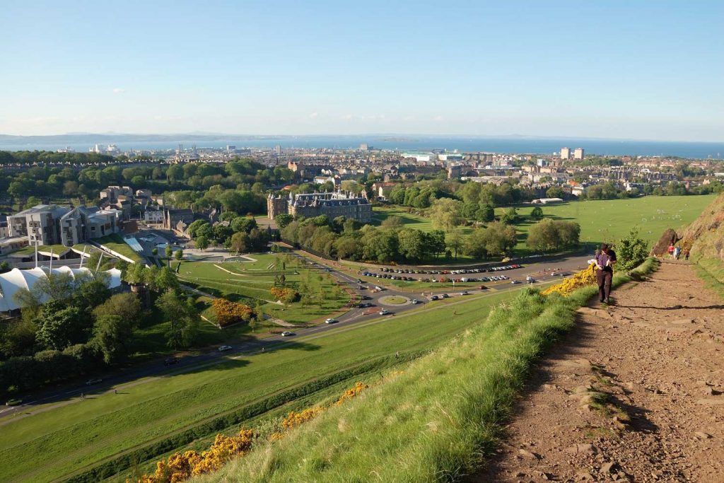View of Holyrood Park in Ednburgh on a sunny day