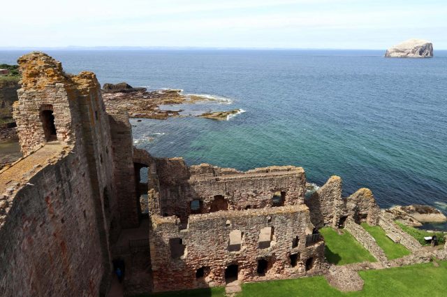 Ruins of Tantallon Castle with Bass Rock