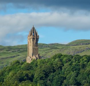 View of Wallace Monument on Stirling hillside
