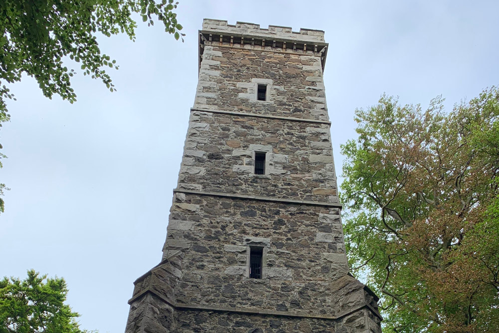 View looking up to the top of Corstorphine Hill Tower 