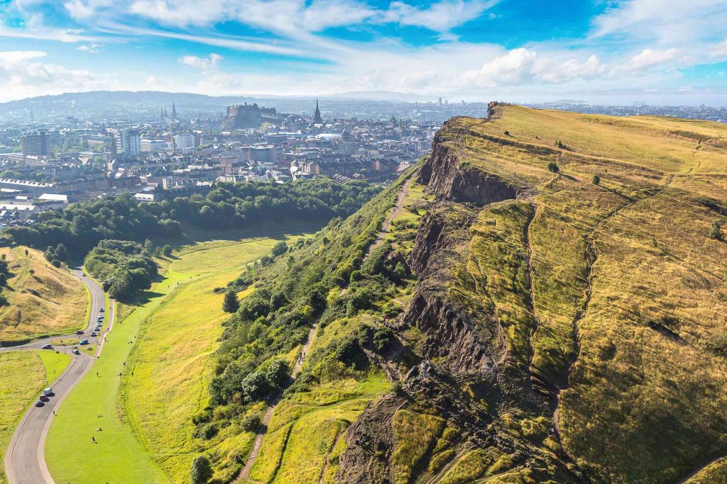 View of Edinburgh from Arthurs Seat on a sunny day