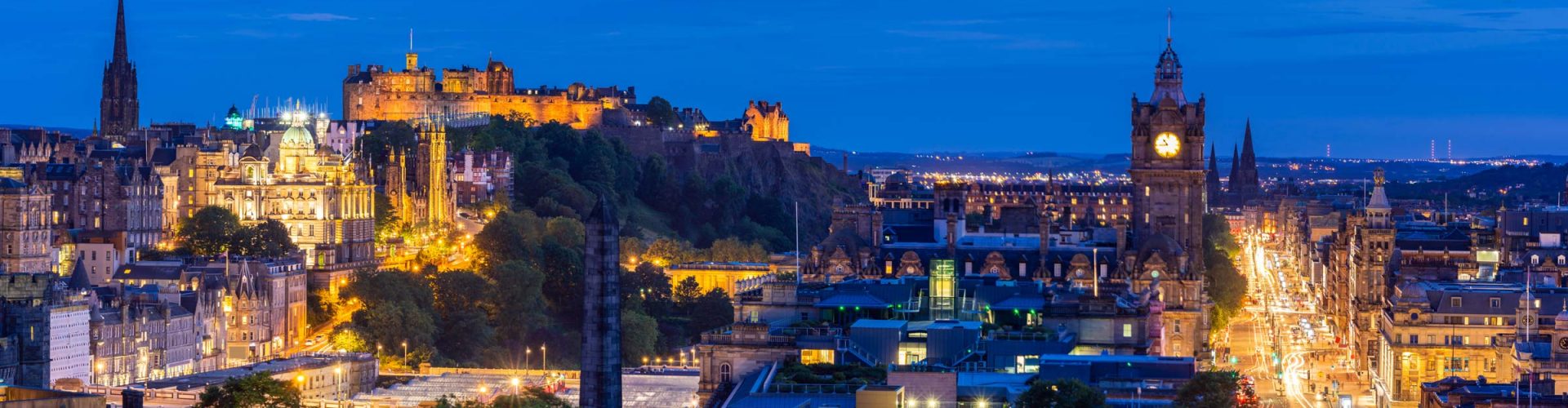 View of Edinburgh at night from Calton Hill