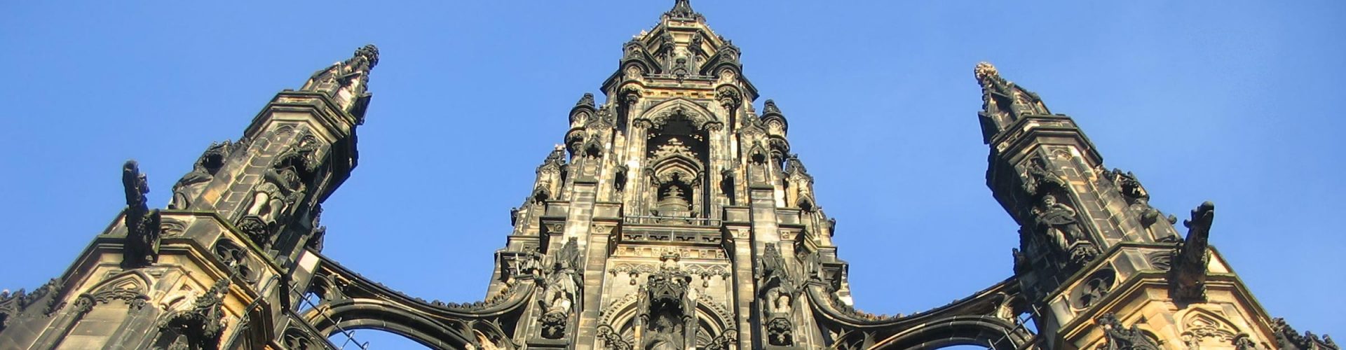 Looking up to the top of the Scott Monument in Edinburgh