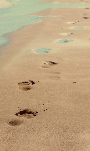 Footprints in te sandy beach
