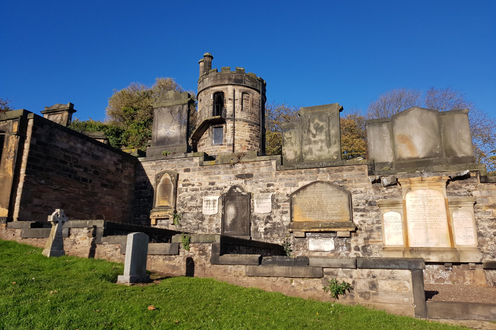 Sunny day at the New Calton Burial Ground in Edinburgh