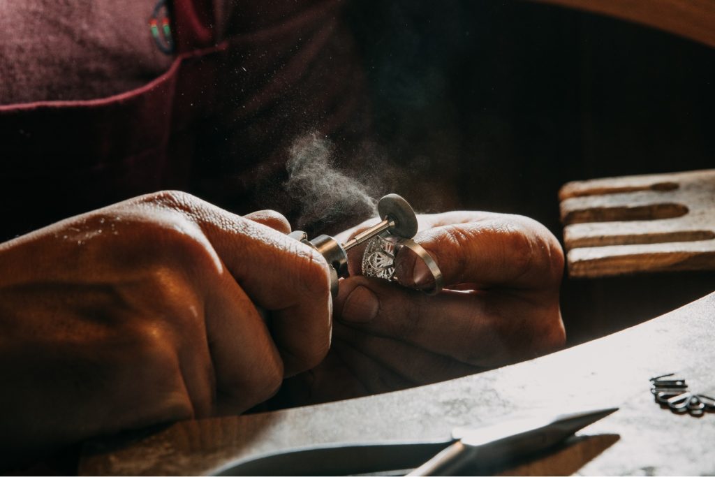 A goldsmith making jewellery