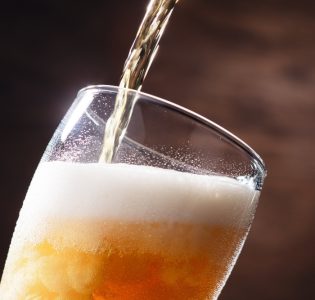 Beer poured into a glass