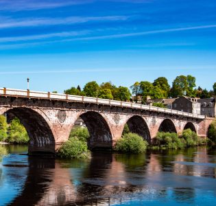 View of west bridge street over River Tay, Perth