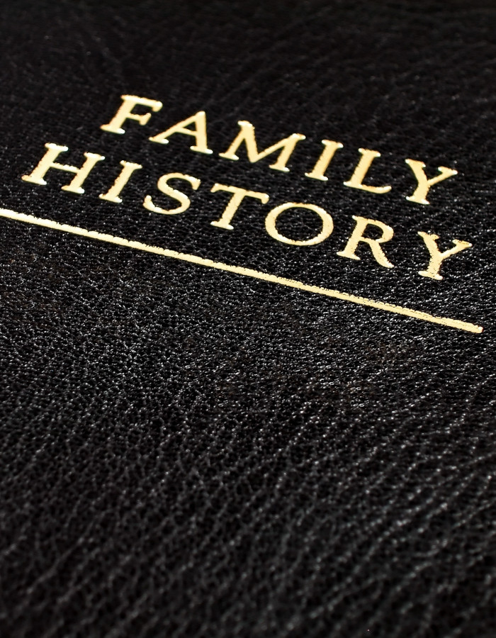 Leather-bound Family History book