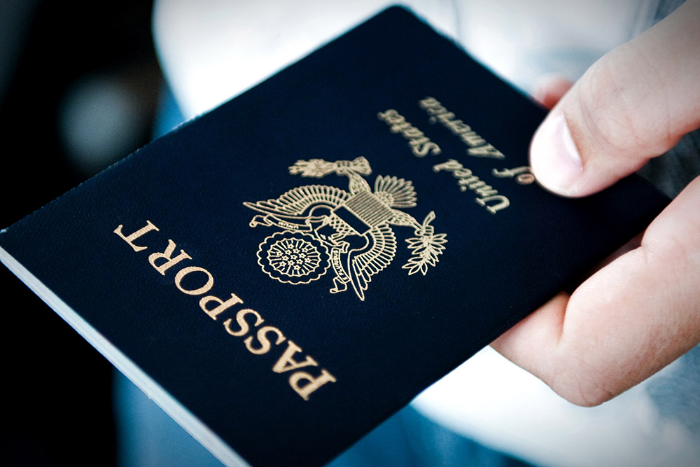 A blue passport.